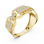 Architectural Round Pavé-Set Geometric Statement Band