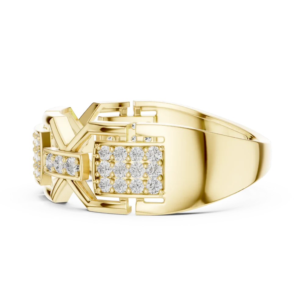 Architectural Round Pavé-Set Geometric Statement Band - Image 4