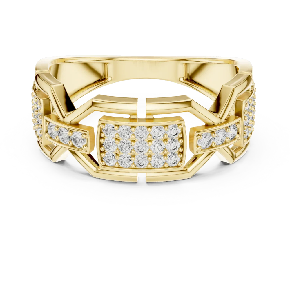 Architectural Round Pavé-Set Geometric Statement Band - Image 2