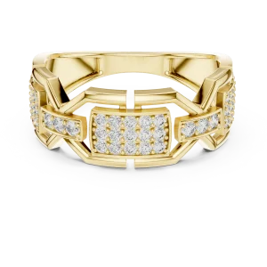 Architectural Round Pavé-Set Geometric Statement Band - Image 2