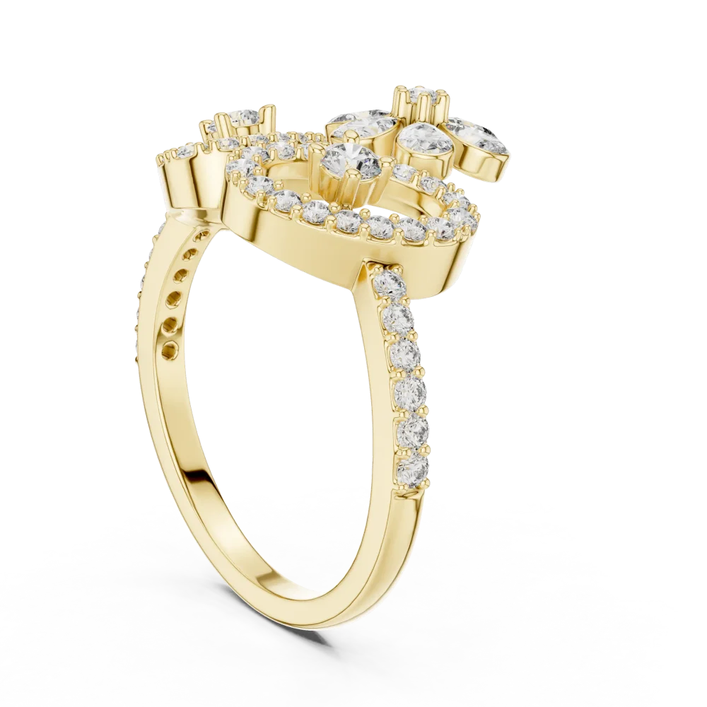 Luminary Floral Petal Pavé Statement Cocktail Ring - Image 3