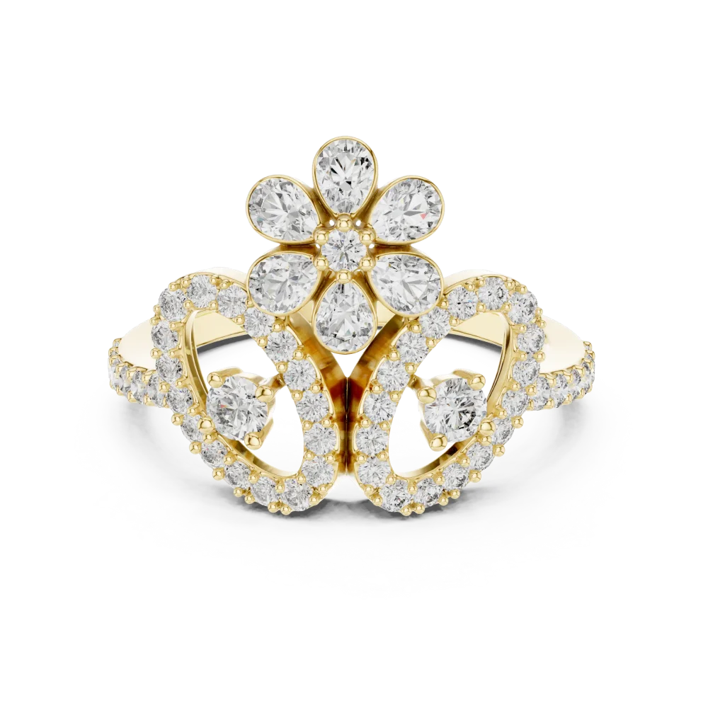 Luminary Floral Petal Pavé Statement Cocktail Ring - Image 2