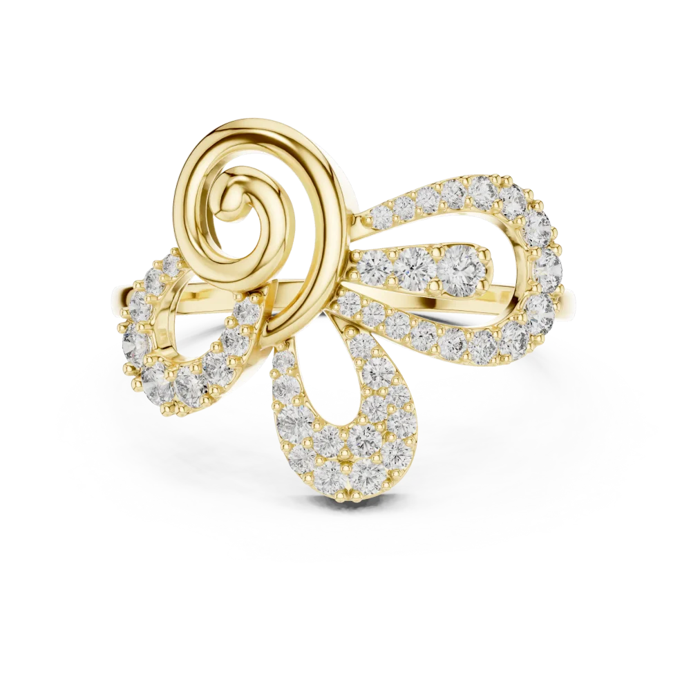Luminary Round Pavé-Set Fluid Silhouette Cocktail Ring - Image 2