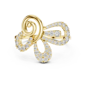 Luminary Round Pavé-Set Fluid Silhouette Cocktail Ring - Image 2
