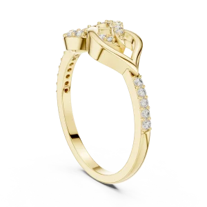 Symmetry Round Brilliant Pavé-Set Geometric Statement Ring - Image 3