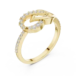 Symmetry Round Brilliant Pavé-Set Geometric Statement Ring