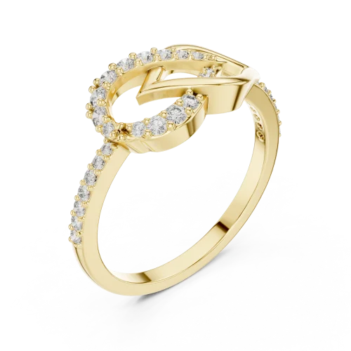 Symmetry Round Brilliant Pavé-Set Geometric Statement Ring