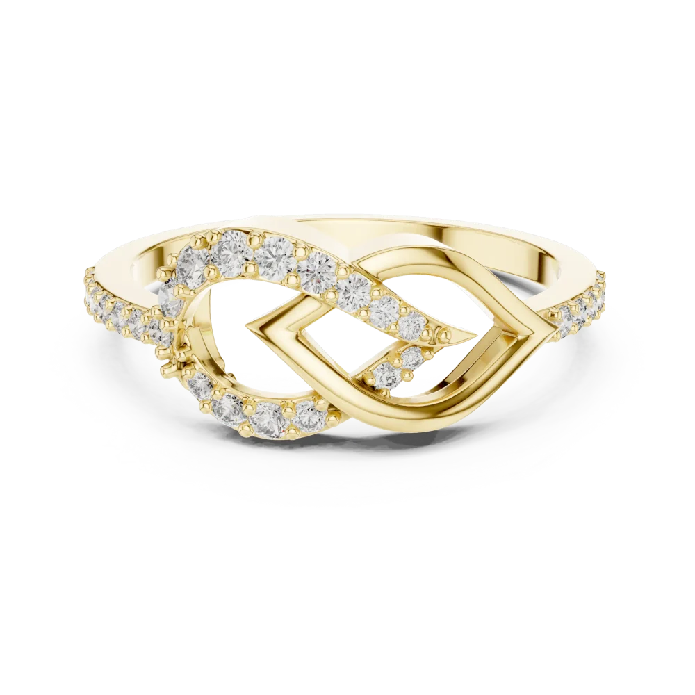 Symmetry Round Brilliant Pavé-Set Geometric Statement Ring - Image 2