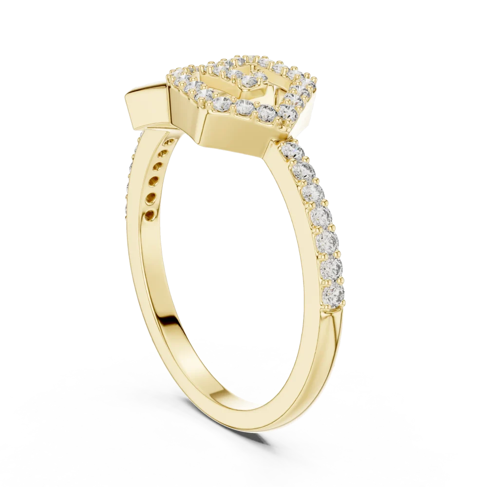 Geometric Symmetry Pavé-Set Round Cut Statement Ring - Image 3