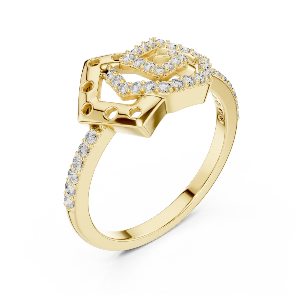 Elevate your style with this Geometric Round Cut Statement Ring. Featuring brilliant DIAMEUR diamonds, this modern classic is the perfect luxury choice.