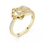 Geometric Symmetry Pavé-Set Round Cut Statement Ring