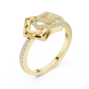 Geometric Symmetry Pavé-Set Round Cut Statement Ring