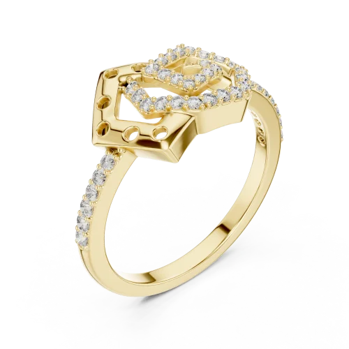 Geometric Symmetry Pavé-Set Round Cut Statement Ring