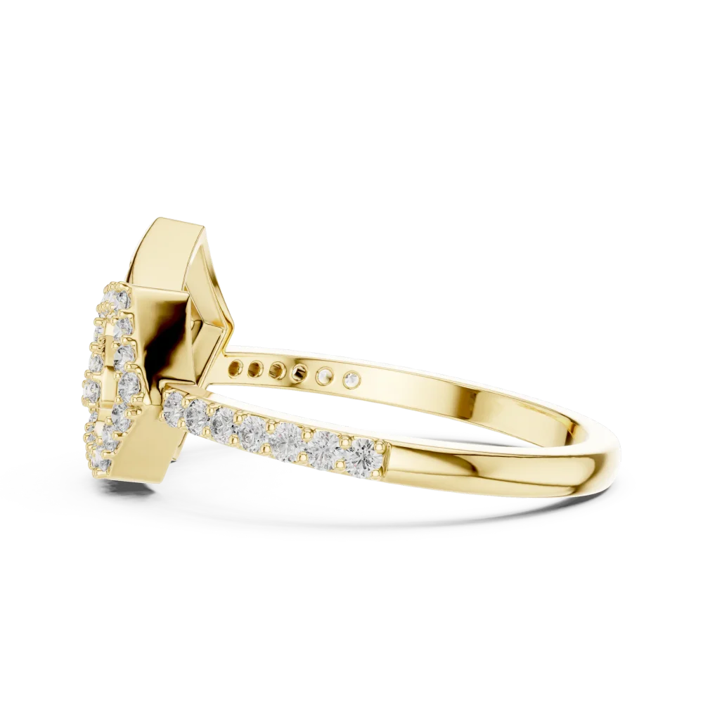 Geometric Symmetry Pavé-Set Round Cut Statement Ring - Image 4