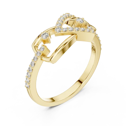 Symmetry Round Brilliant Architectural Pavé-Set Ring
