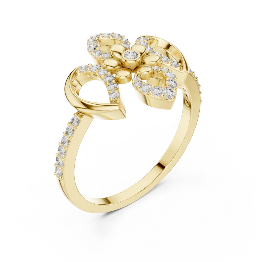 Adorn your hand with this floral-inspired round diamond cocktail ring. Crafted in radiant gold, it delivers timeless brilliance. Shop the look now.