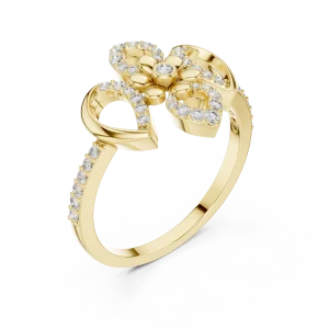 Ethereal Floral Bloom Round Diamond Pavé Cocktail Ring