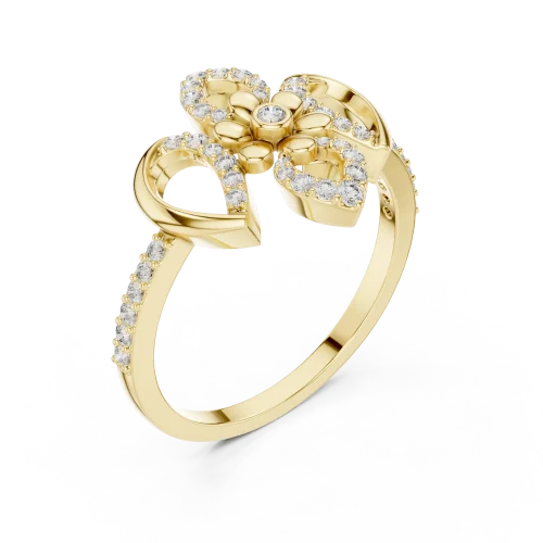 Ethereal Floral Bloom Round Diamond Pavé Cocktail Ring