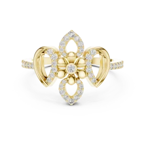 Ethereal Floral Bloom Round Diamond Pavé Cocktail Ring - Image 2