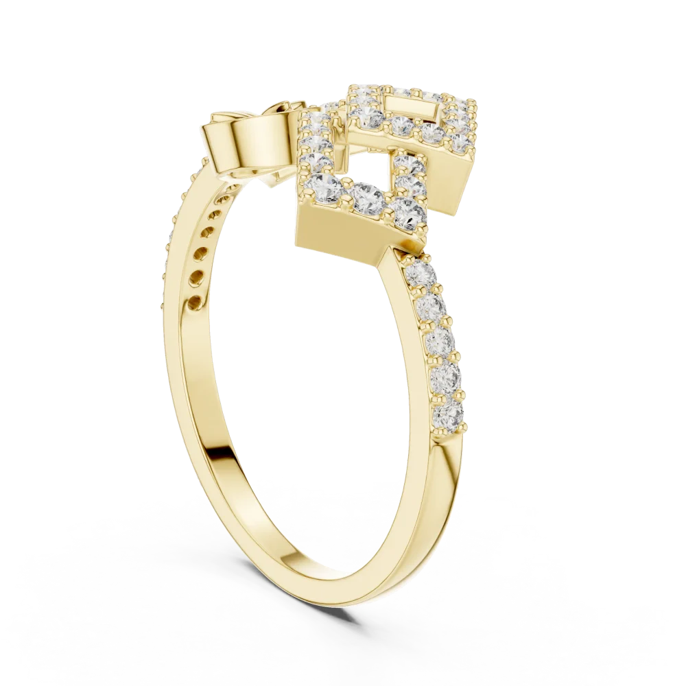 Geometric Symmetry Round Cut Pavé-Set Cocktail Ring - Image 3