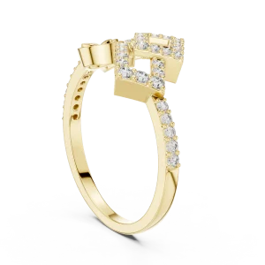 Geometric Symmetry Round Cut Pavé-Set Cocktail Ring - Image 3
