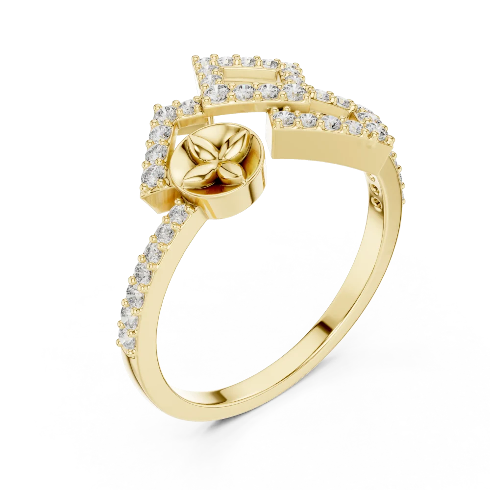 Discover the radiant beauty of this geometric cocktail ring, featuring brilliant DIAMEUR diamonds. Elevate your style with sustainable luxury.