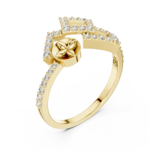 Geometric Symmetry Round Cut Pavé-Set Cocktail Ring