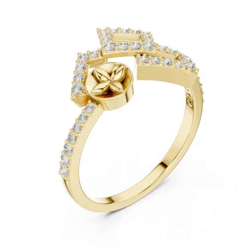Geometric Symmetry Round Cut Pavé-Set Cocktail Ring