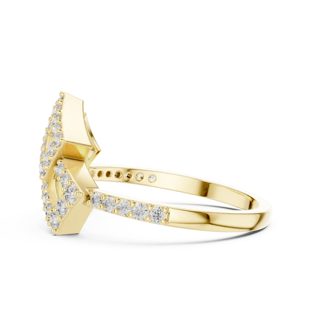 Geometric Symmetry Round Cut Pavé-Set Cocktail Ring - Image 4
