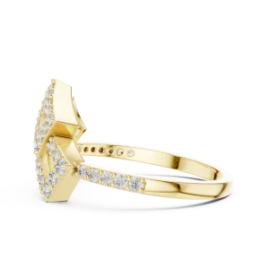 Geometric Symmetry Round Cut Pavé-Set Cocktail Ring - Image 4