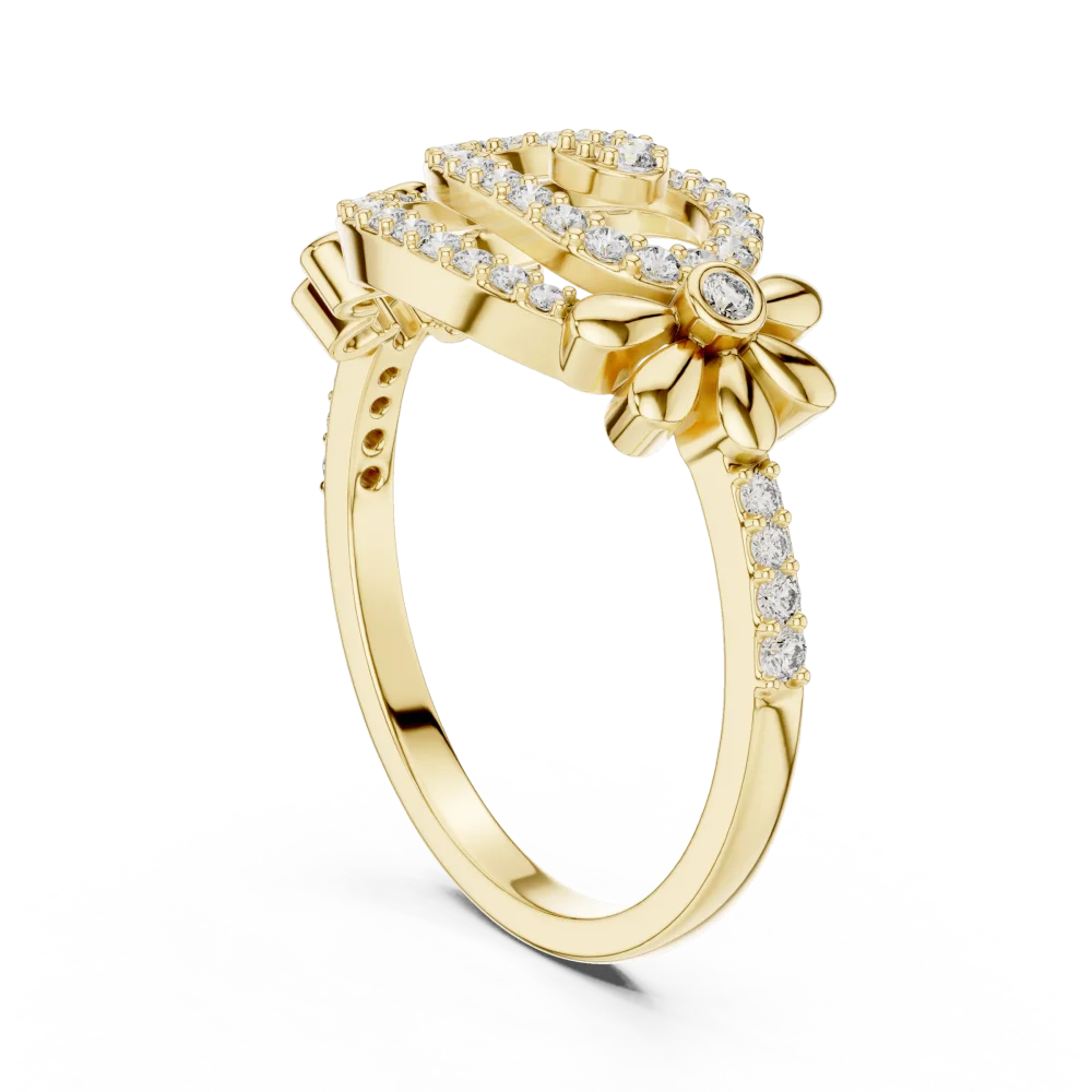 Ethereal Flow Round Cut Pavé-Set Statement Ring - Image 3
