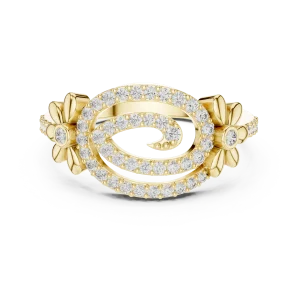 Ethereal Flow Round Cut Pavé-Set Statement Ring - Image 2