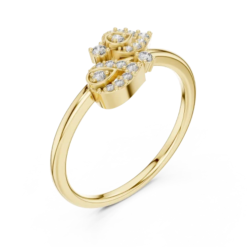 Ethereal Round Brilliant Pavé-Set Dual Motif Statement Ring