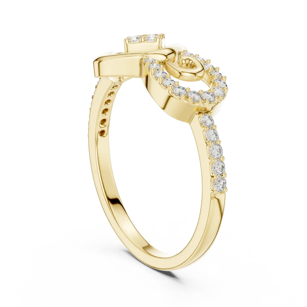 Geometric Symmetry Pavé-Set Round Brilliant Diamond Ring - Image 3
