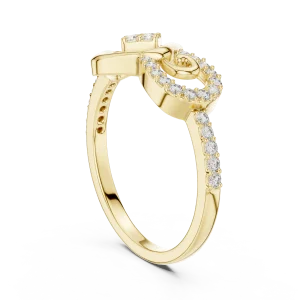 Geometric Symmetry Pavé-Set Round Brilliant Diamond Ring - Image 3
