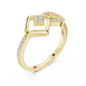 Geometric Symmetry Pavé-Set Round Brilliant Diamond Ring