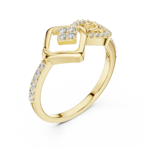 Geometric Symmetry Pavé-Set Round Brilliant Diamond Ring