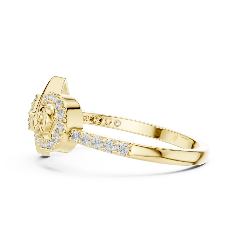 Geometric Symmetry Pavé-Set Round Brilliant Diamond Ring - Image 4