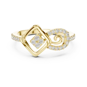 Geometric Symmetry Pavé-Set Round Brilliant Diamond Ring - Image 2
