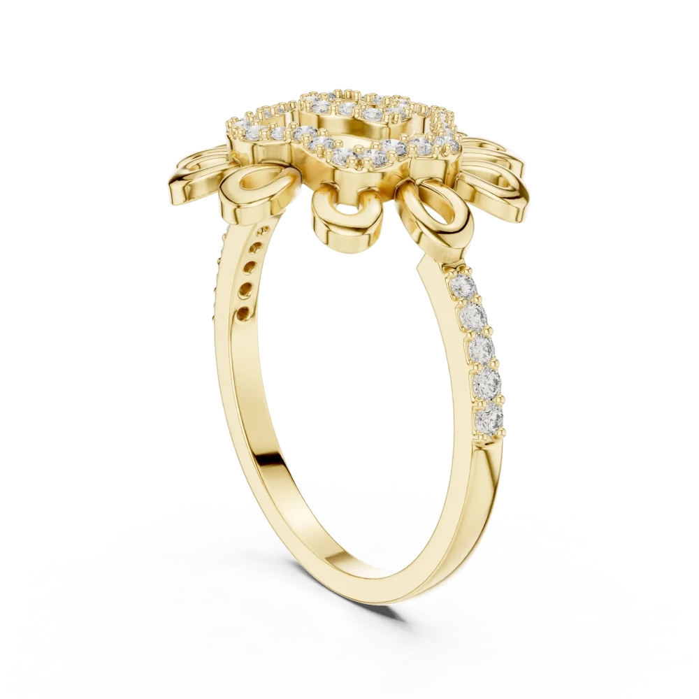 Ethereal Round Brilliant Swirl Silhouette Cocktail Ring - Image 3