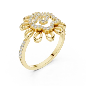 Ethereal Round Brilliant Swirl Silhouette Cocktail Ring