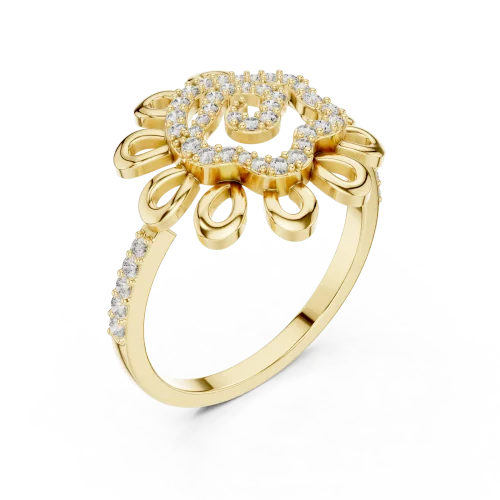 Ethereal Round Brilliant Swirl Silhouette Cocktail Ring