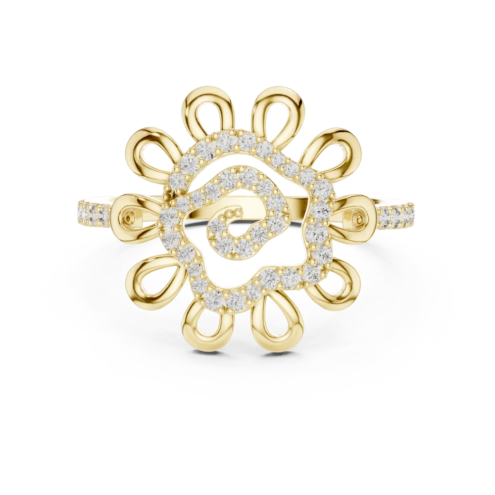 Ethereal Round Brilliant Swirl Silhouette Cocktail Ring - Image 2