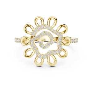 Ethereal Round Brilliant Swirl Silhouette Cocktail Ring - Image 2
