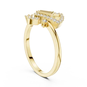 Geometric Silhouette Round and Baguette Pavé Statement Ring - Image 3