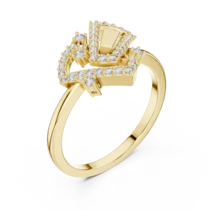 Geometric Silhouette Round and Baguette Pavé Statement Ring