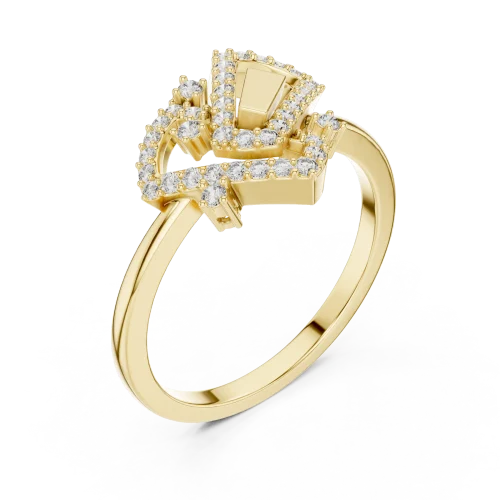 Geometric Silhouette Round and Baguette Pavé Statement Ring