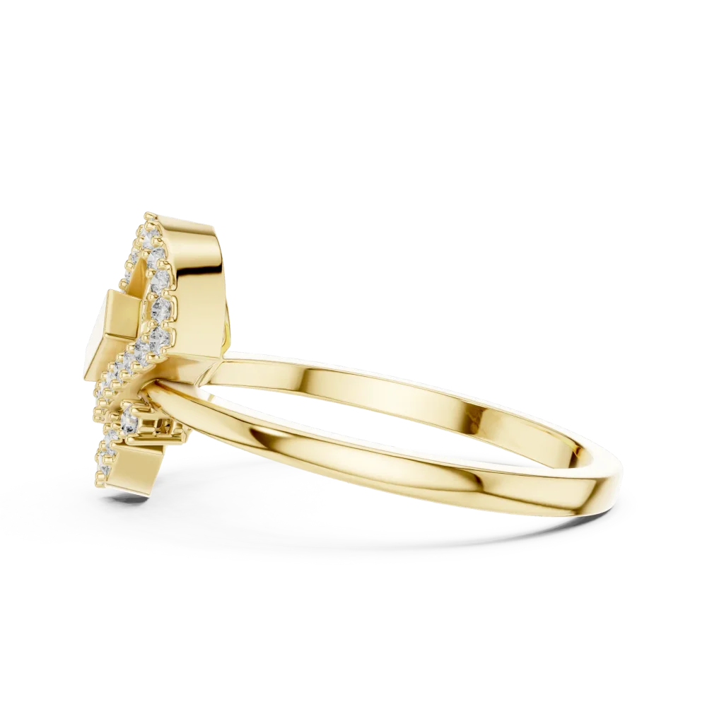 Geometric Silhouette Round and Baguette Pavé Statement Ring - Image 4