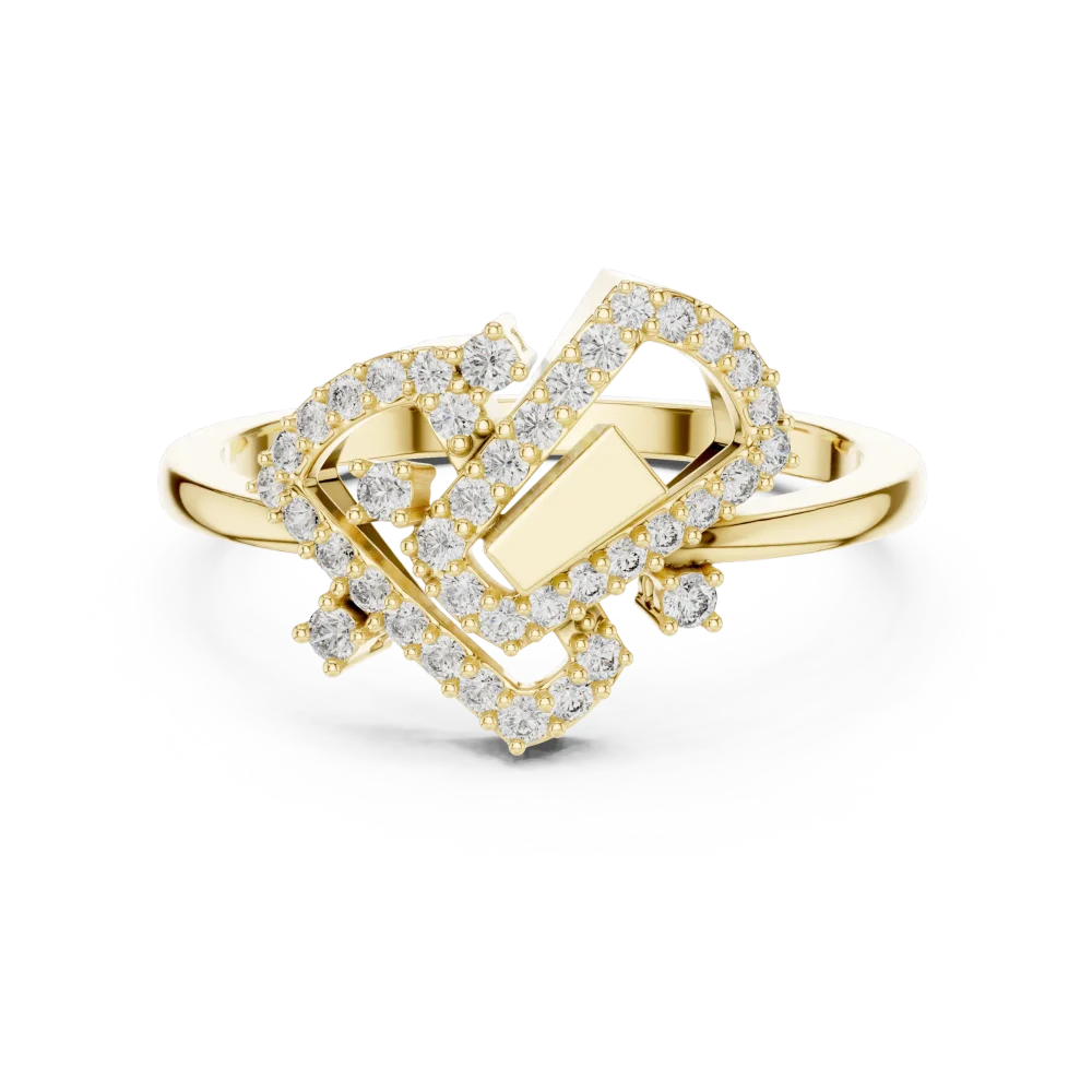 Geometric Silhouette Round and Baguette Pavé Statement Ring - Image 2