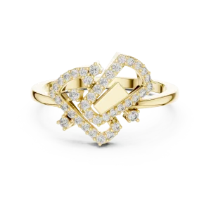 Geometric Silhouette Round and Baguette Pavé Statement Ring - Image 2